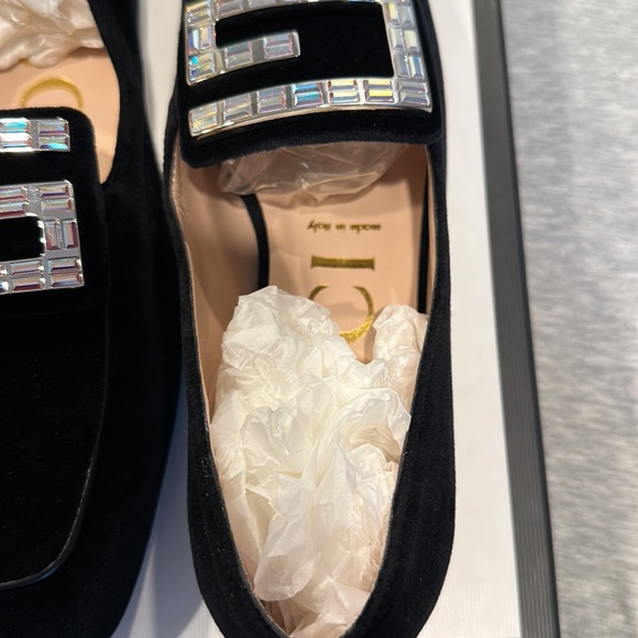 - Gucci Softy Velvet Crystal G Loafer Mocassin 39 Black - Picture 15 of 16
